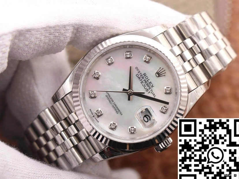 White Mother-Of-Pearl Rolex Datejust Factory M126234-0019 Dial EW 0422